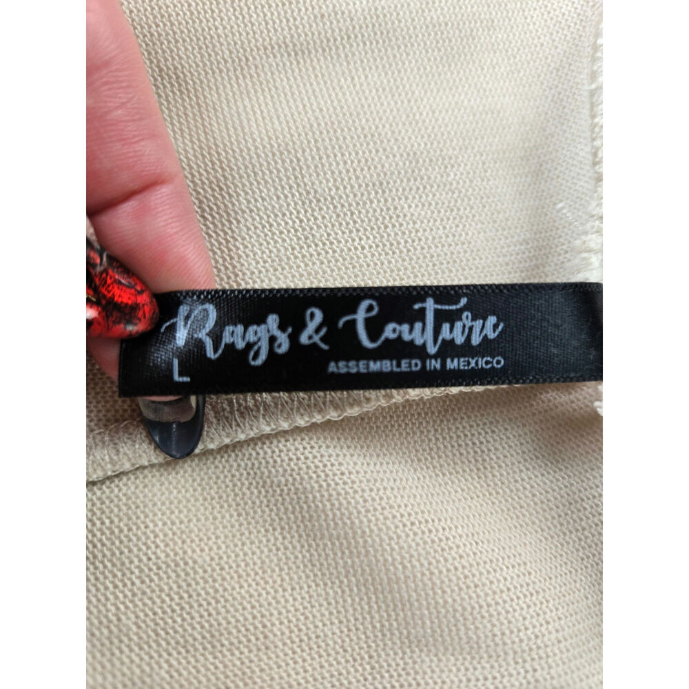 Rags & Couture EUC long open cardigan Large beige cream pale tan - Picture 2 of 11